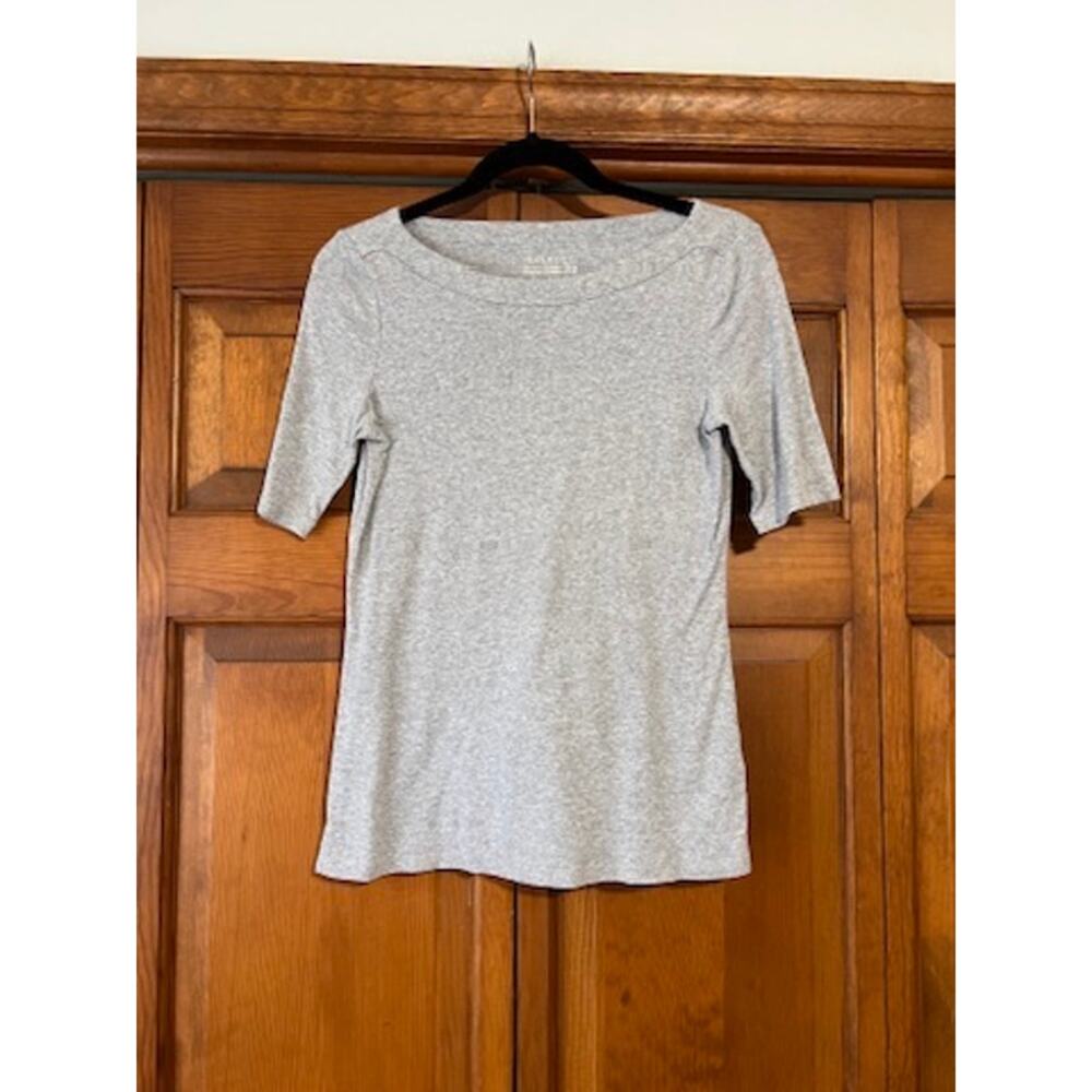 Talbots Stretch Weekend Tee Gray Women's 1/2 Sleeve Cotton Blend Minimalist SZ S - Picture 2 of 8